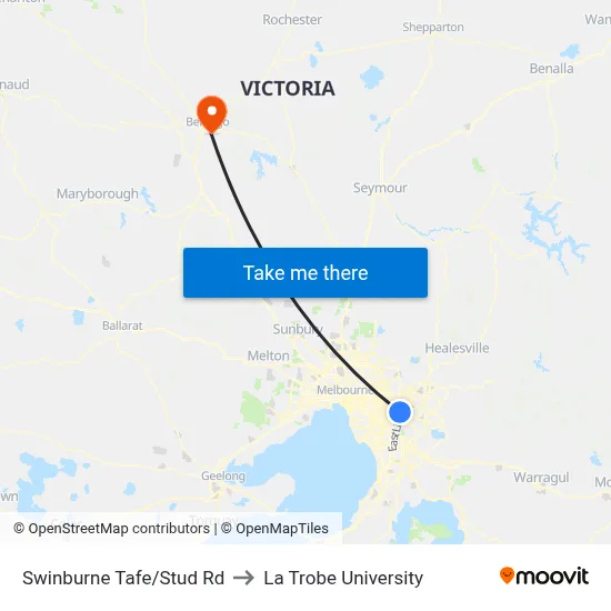 Swinburne Tafe/Stud Rd to La Trobe University map