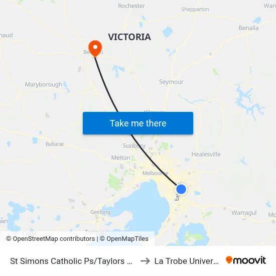 St Simons Catholic Ps/Taylors Lane to La Trobe University map