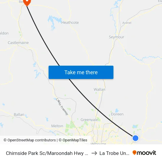 Chirnside Park Sc/Maroondah Hwy to La Trobe University map