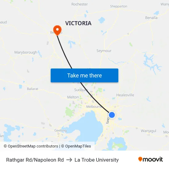 Rathgar Rd/Napoleon Rd to La Trobe University map