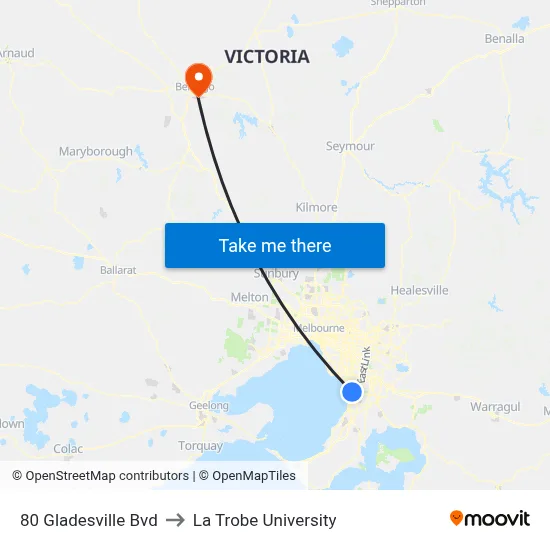 80 Gladesville Bvd to La Trobe University map