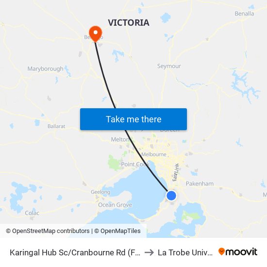 Karingal Hub Sc/Cranbourne Rd (Frankston) to La Trobe University map