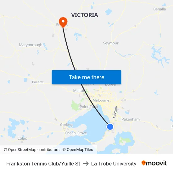 Frankston Tennis Club/Yuille St to La Trobe University map
