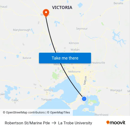 Robertson St/Marine Pde to La Trobe University map