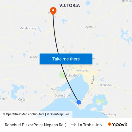 Rosebud Plaza/Point Nepean Rd to La Trobe University map