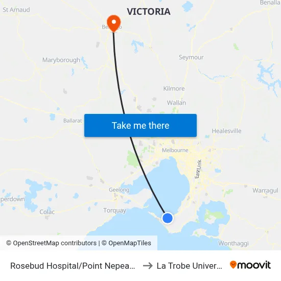 Rosebud Hospital/Point Nepean Rd to La Trobe University map