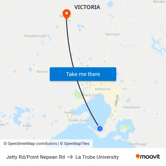 Jetty Rd/Point Nepean Rd to La Trobe University map