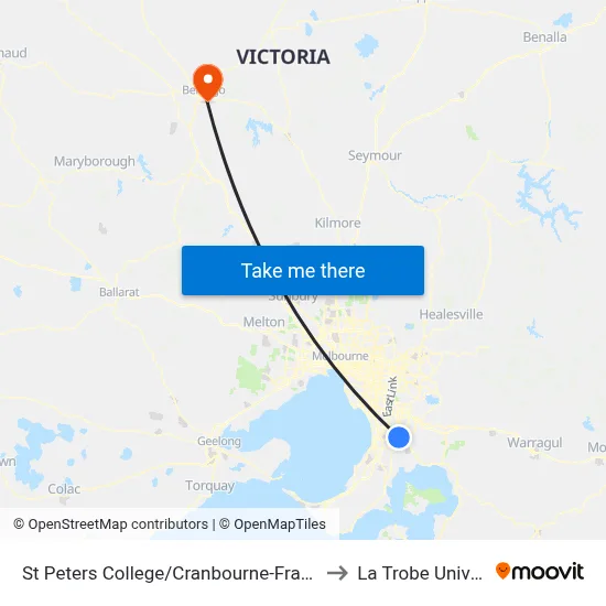 St Peters College/Cranbourne-Frankston Rd to La Trobe University map