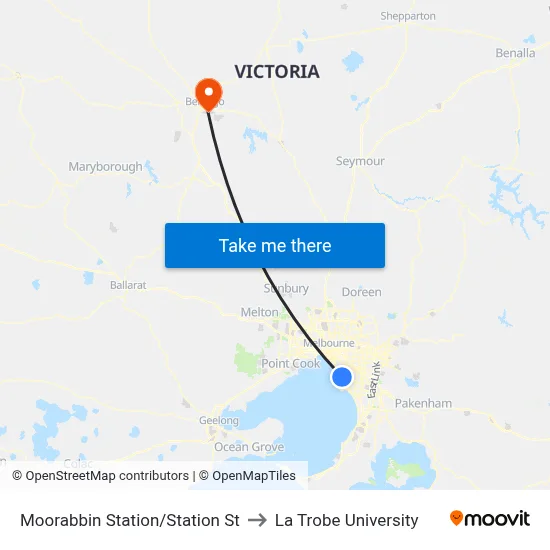 Moorabbin Station/Station St to La Trobe University map