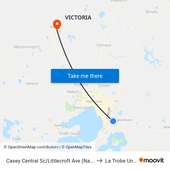 Casey Central Sc/Littlecroft Ave to La Trobe University map