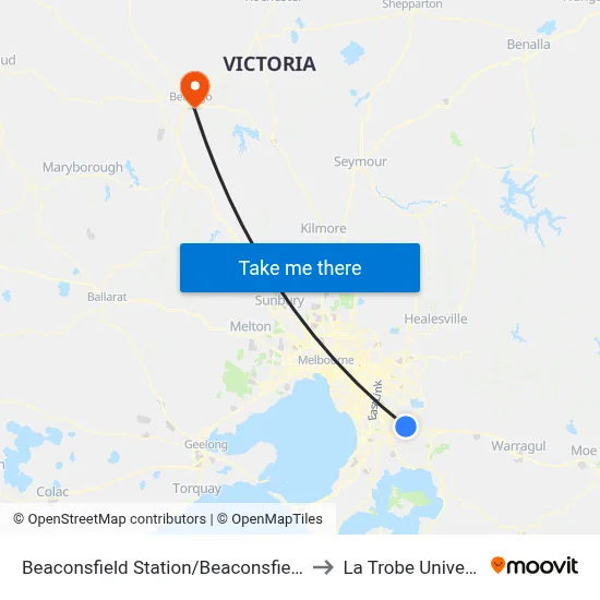 Beaconsfield Station/Beaconsfield Ave to La Trobe University map