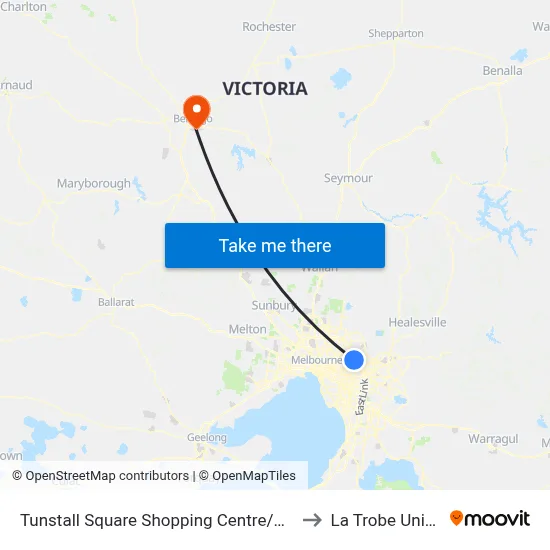 Tunstall Square Shopping Centre/Doncaster Rd to La Trobe University map