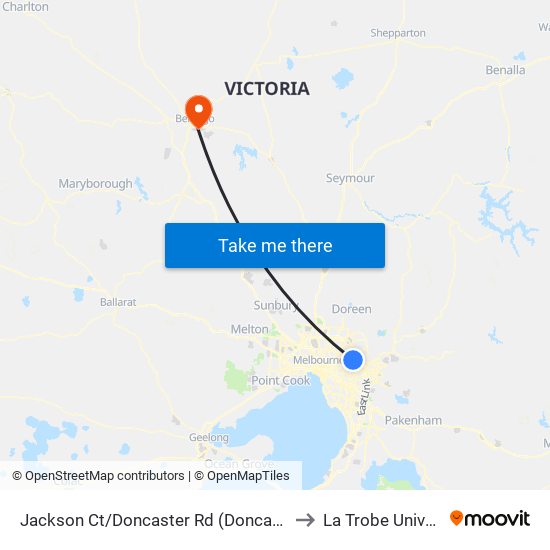 Jackson Ct/Doncaster Rd (Doncaster East) to La Trobe University map