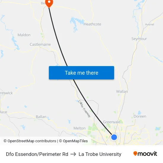 Dfo Essendon/Perimeter Rd to La Trobe University map