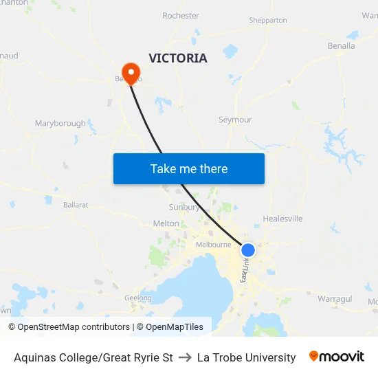 Aquinas College/Great Ryrie St to La Trobe University map