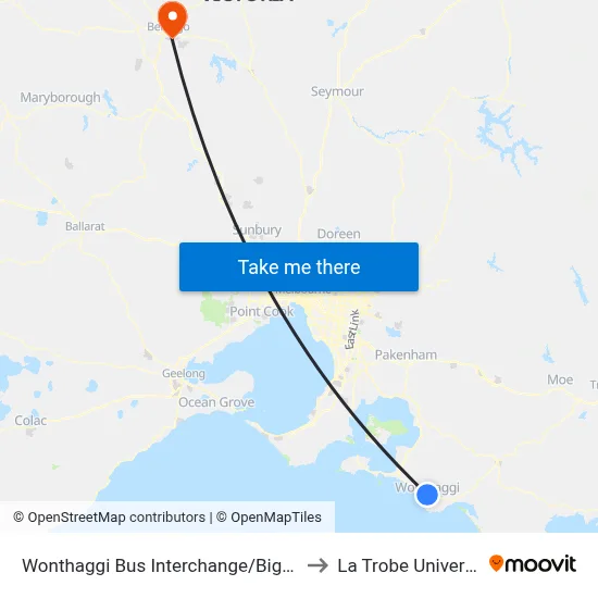 Wonthaggi Bus Interchange/Biggs Dr to La Trobe University map