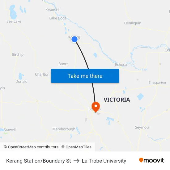 Kerang Station/Boundary St to La Trobe University map