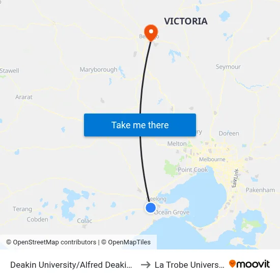 Deakin University/Alfred Deakin Dr to La Trobe University map