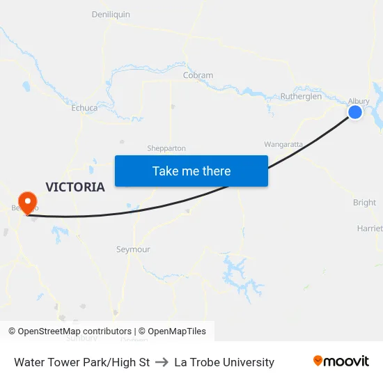 Water Tower Park/High St to La Trobe University map