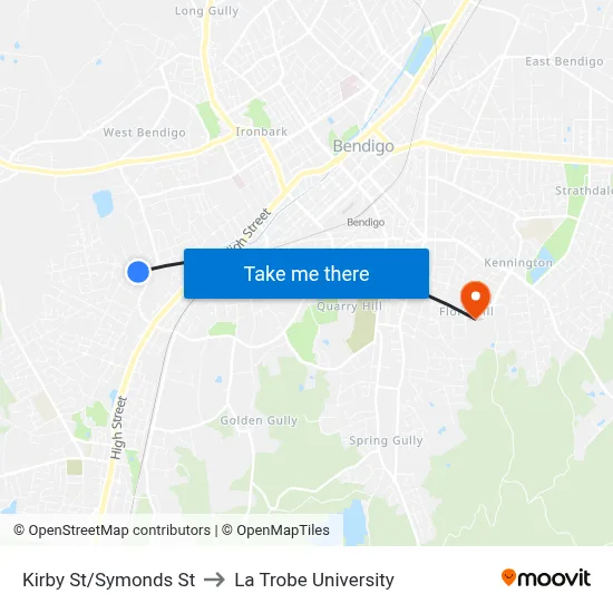 Kirby St/Symonds St to La Trobe University map