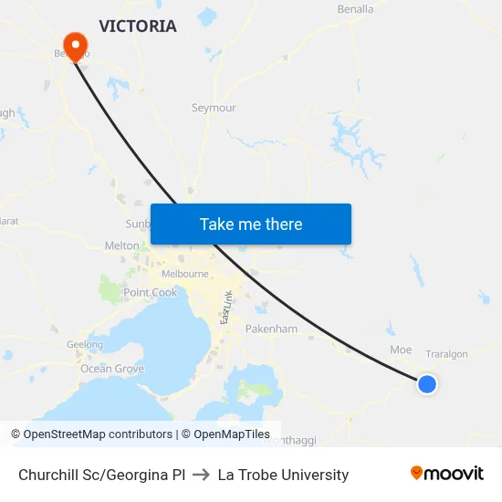 Churchill Sc/Georgina Pl to La Trobe University map