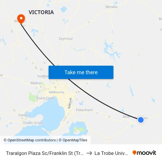 Traralgon Plaza Sc/Franklin St to La Trobe University map