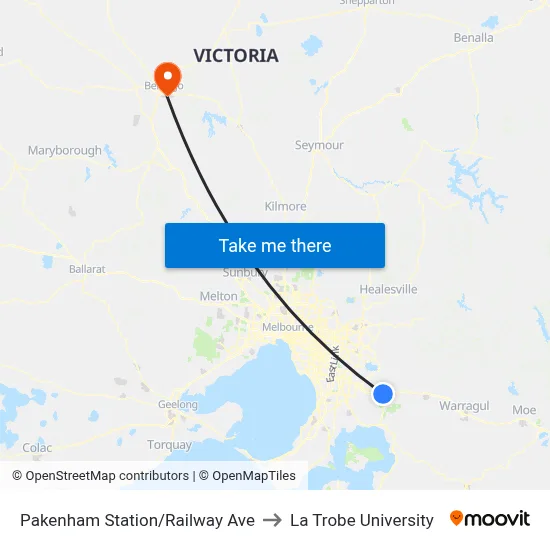Pakenham Station/Railway Ave to La Trobe University map