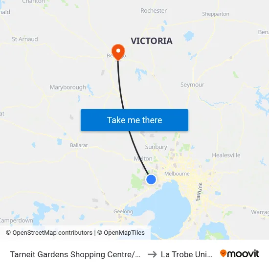 Tarneit Gardens Shopping Centre/Wickford Rd to La Trobe University map