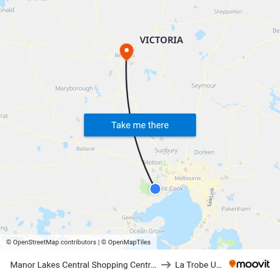 Manor Lakes Central Shopping Centre/Manor Lakes Bvd to La Trobe University map