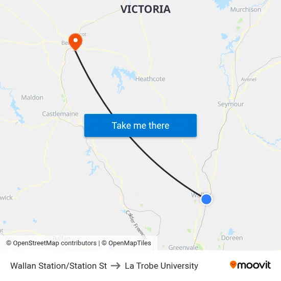 Wallan Station/Station St to La Trobe University map