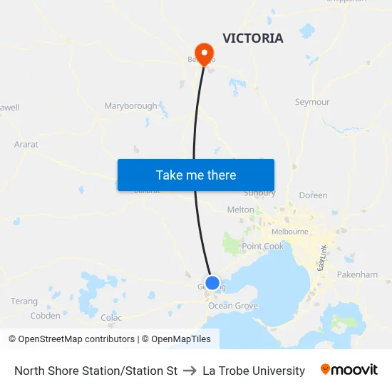 North Shore Station/Station St to La Trobe University map