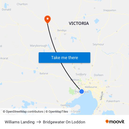 Williams Landing to Bridgewater On Loddon map