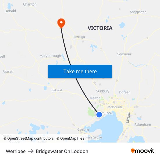 Werribee to Bridgewater On Loddon map