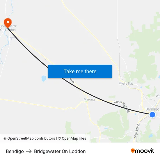 Bendigo to Bridgewater On Loddon map