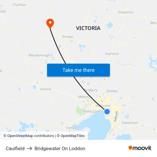 Caulfield to Bridgewater On Loddon map