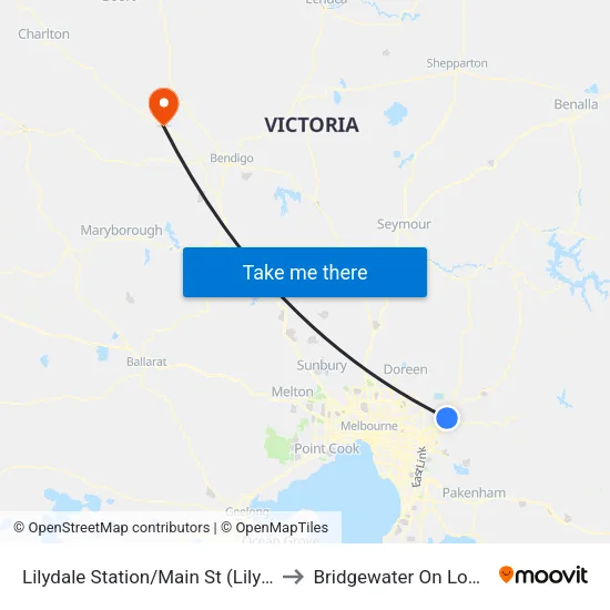 Lilydale Station/Main St to Bridgewater On Loddon map