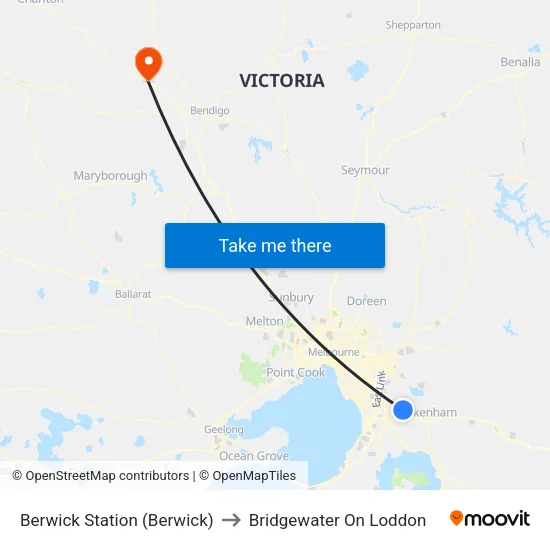 Berwick Station to Bridgewater On Loddon map