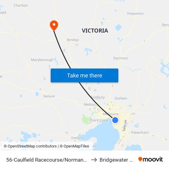 56-Caulfield Racecourse/Normanby Rd (Caulfield East) to Bridgewater On Loddon map