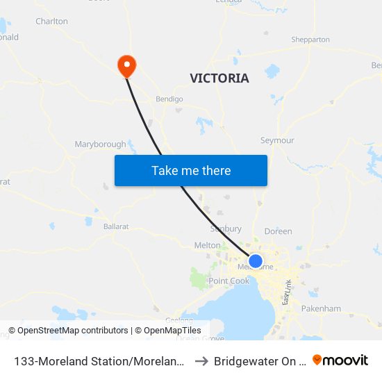 133-Moreland Station/Moreland Rd (Coburg) to Bridgewater On Loddon map