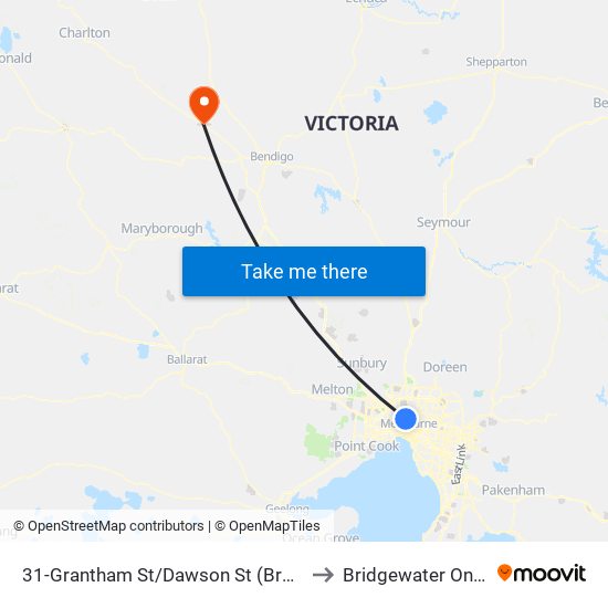 31-Grantham St/Dawson St (Brunswick West) to Bridgewater On Loddon map