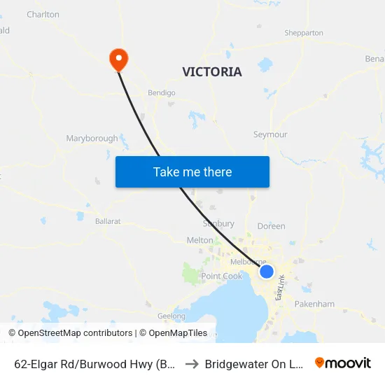 Elgar Rd/Burwood Hwy #62 to Bridgewater On Loddon map