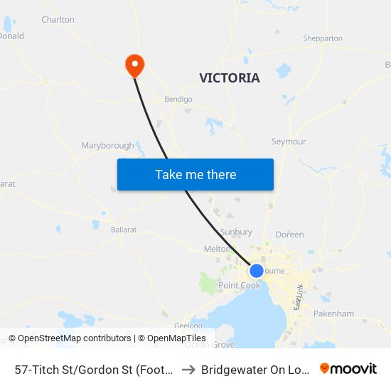 57-Titch St/Gordon St (Footscray) to Bridgewater On Loddon map