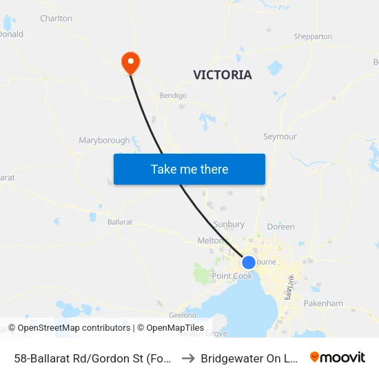Ballarat Rd/Gordon St #58 to Bridgewater On Loddon map