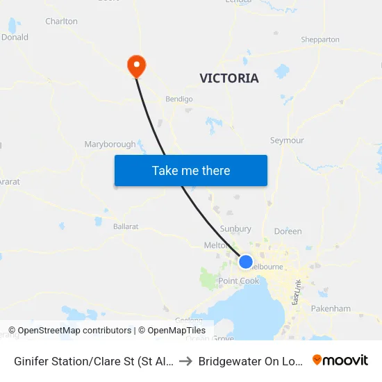 Ginifer Station/Clare St to Bridgewater On Loddon map