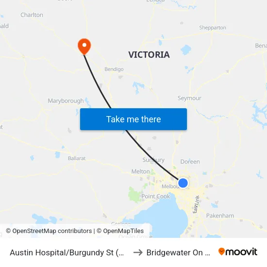 Austin Hospital/Burgundy St to Bridgewater On Loddon map