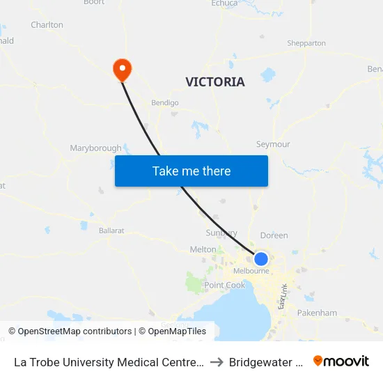 La Trobe University Medical Centre/Plenty Rd to Bridgewater On Loddon map