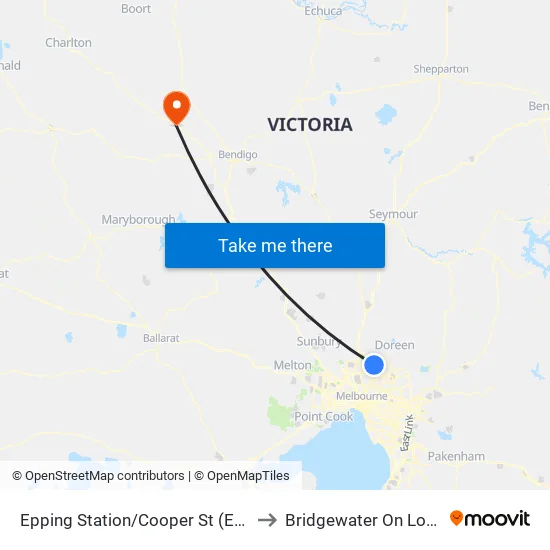 Epping Station/Cooper St to Bridgewater On Loddon map