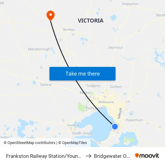 Frankston Railway Station/Young St to Bridgewater On Loddon map