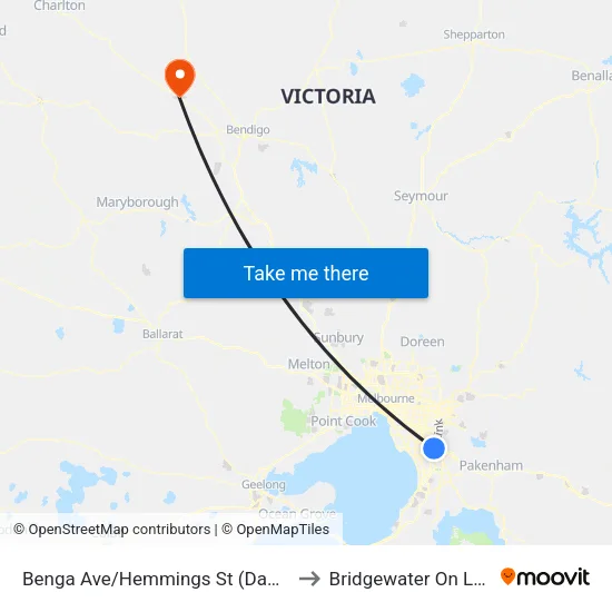 Benga Ave/Hemmings St to Bridgewater On Loddon map
