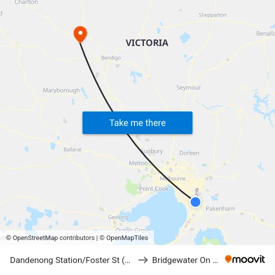 Dandenong Station/Foster St to Bridgewater On Loddon map